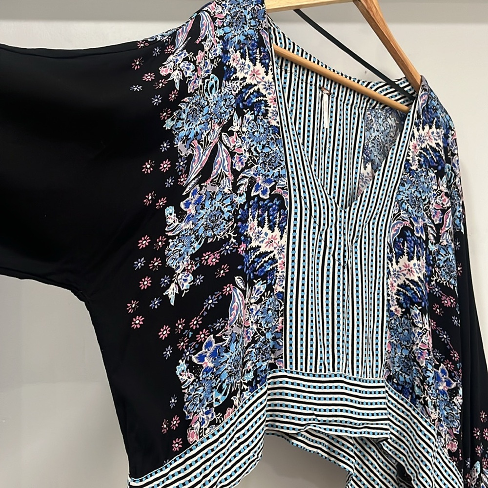 Free People Mixed Print Top in Black Combo, Size M - Picture 9 of 17